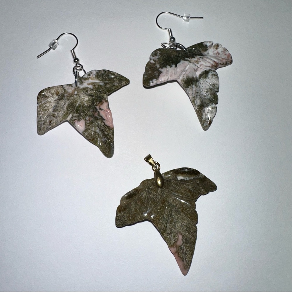 New Handcrafted jasper earrings and pendant